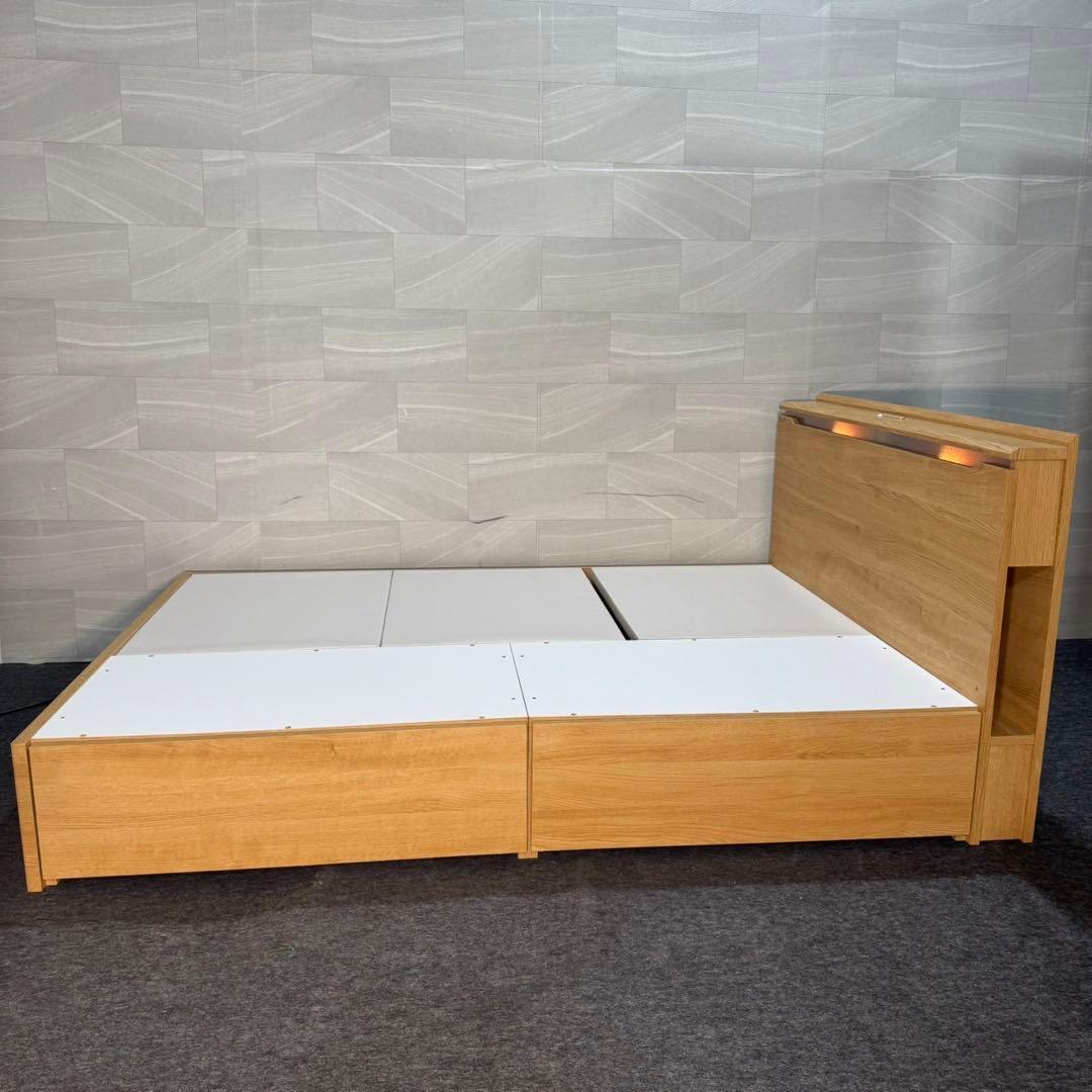 引取限定価格 ニトリ ベッドフレーム ダブル コンセント 収納付き d4741