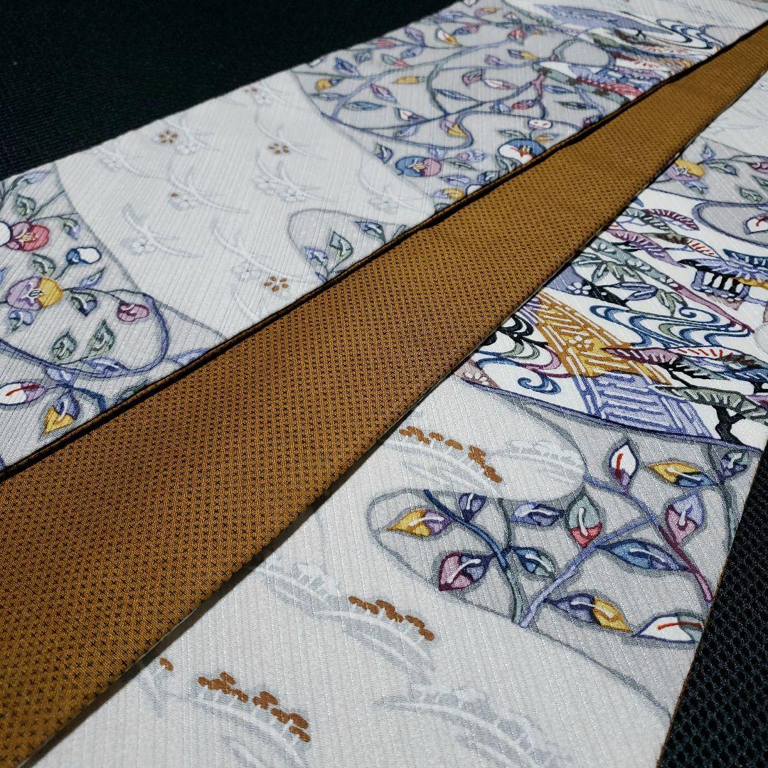 半幅帯 紅型ちりめん× 蚊絣紬 正絹 リバーシブル