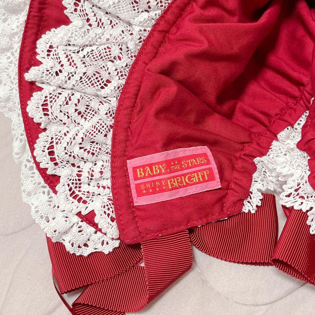 BABY♡スピンドールハーフボンネット♡エンジ♡