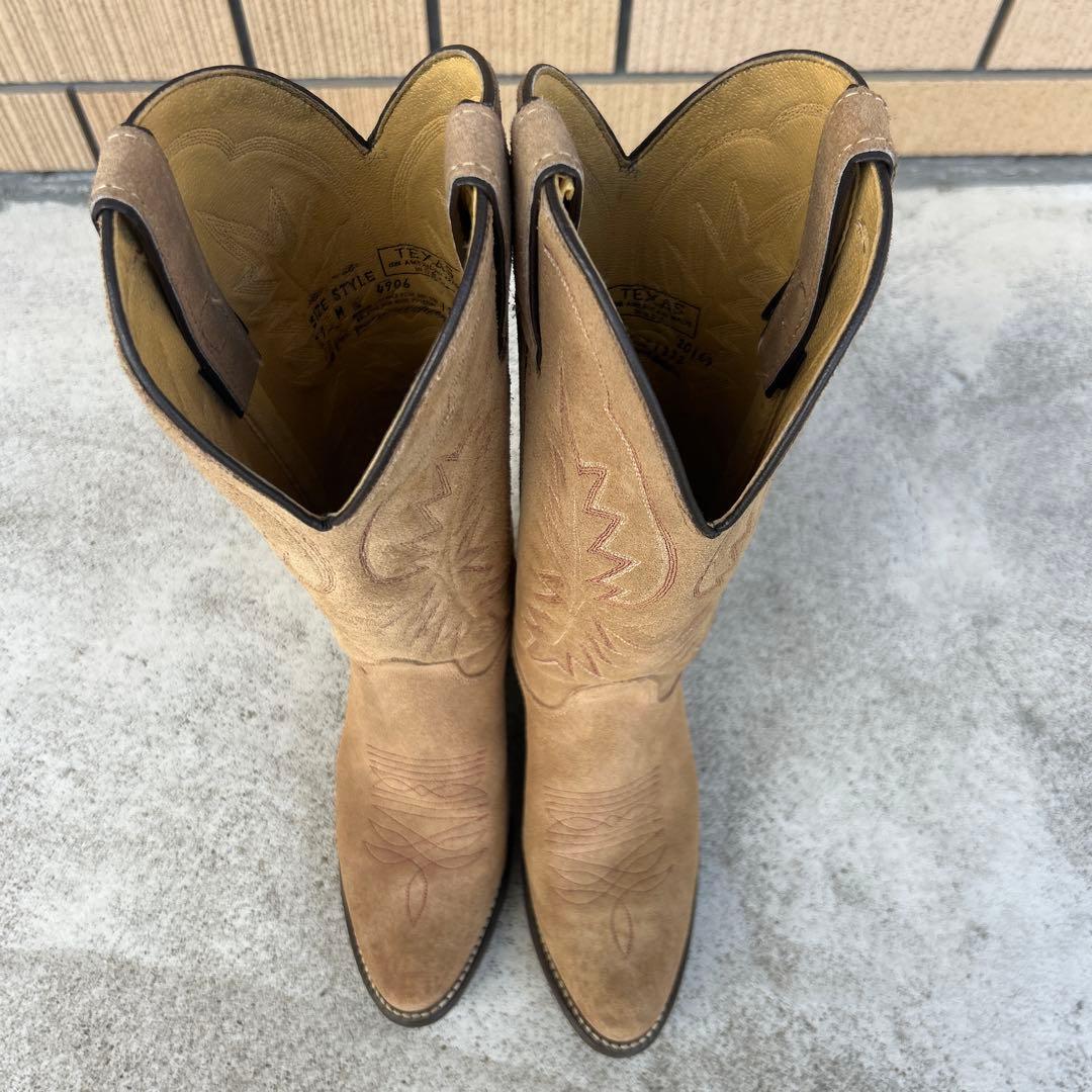 USA製 TEXAS ベージュ スウェード ウエスタンブーツ