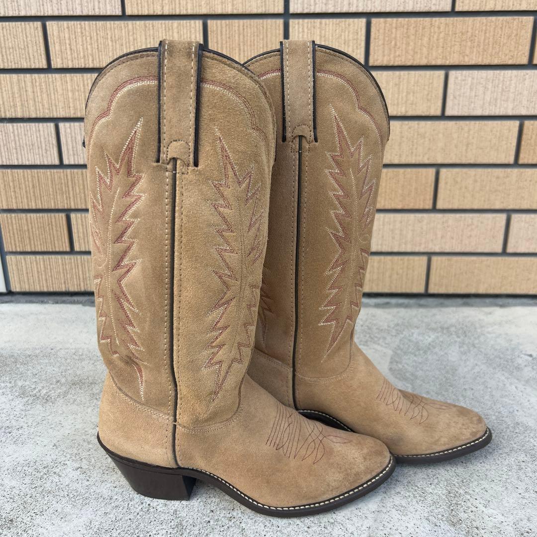 USA製 TEXAS ベージュ スウェード ウエスタンブーツ