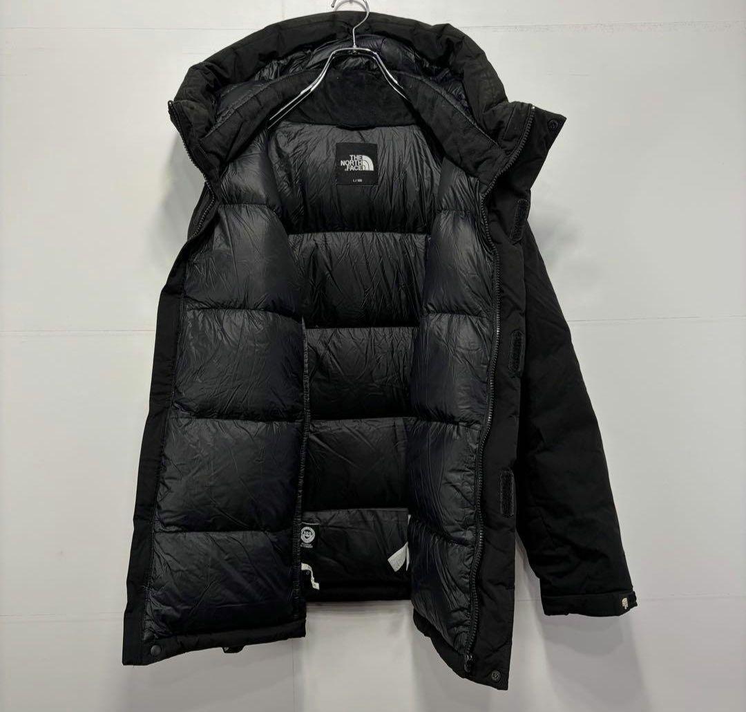 値下げノースフェイス ダウンジャケット パーカー 刺繍ロゴ 古着