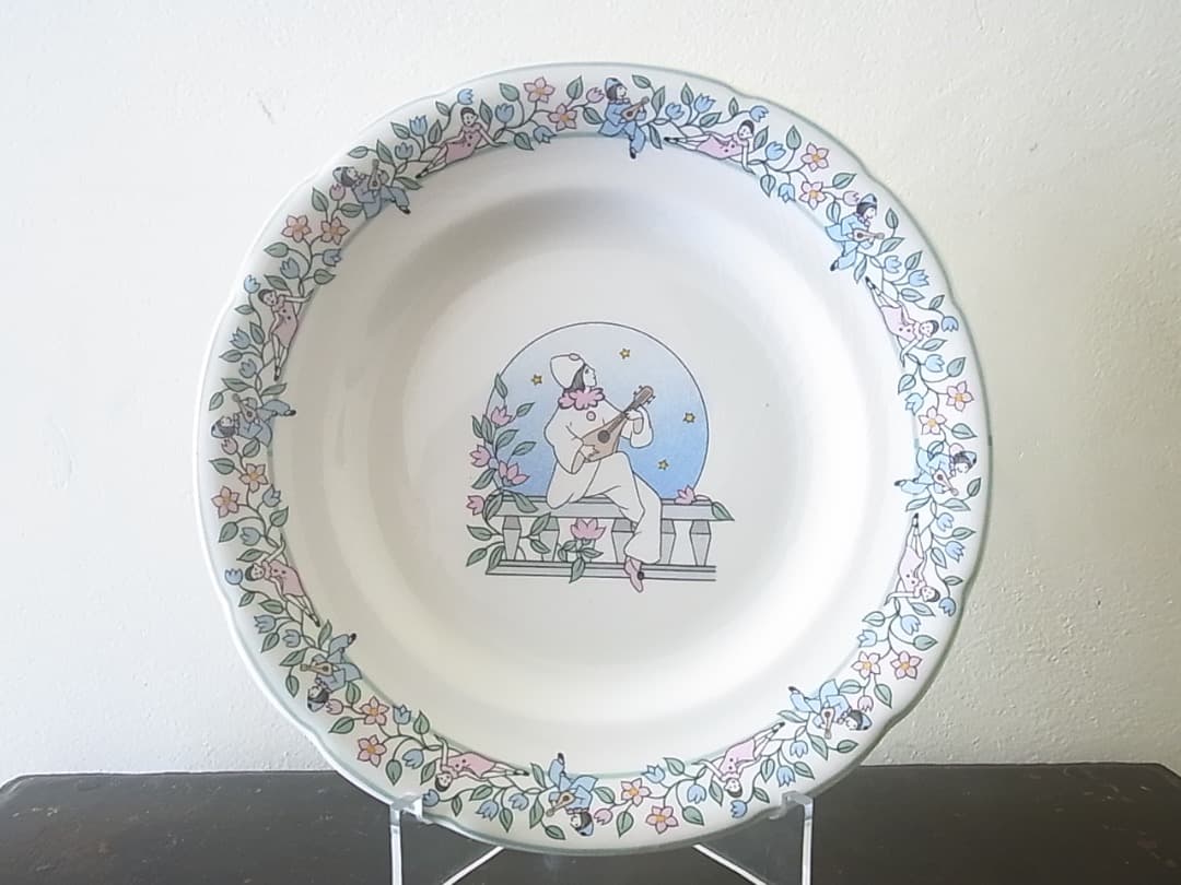 未使用・箱入　フランス　GIEN　ジアン　ピエロとコロンビーヌ　プレート６枚