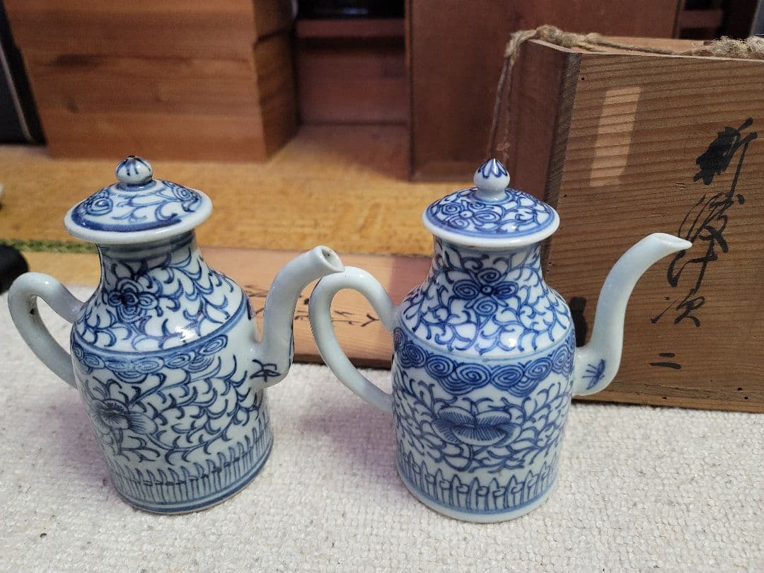 値下限界清朝早い者勝ち文化十七年？入手時箱書きあり　花唐草　江戸期新渡汁次　一対