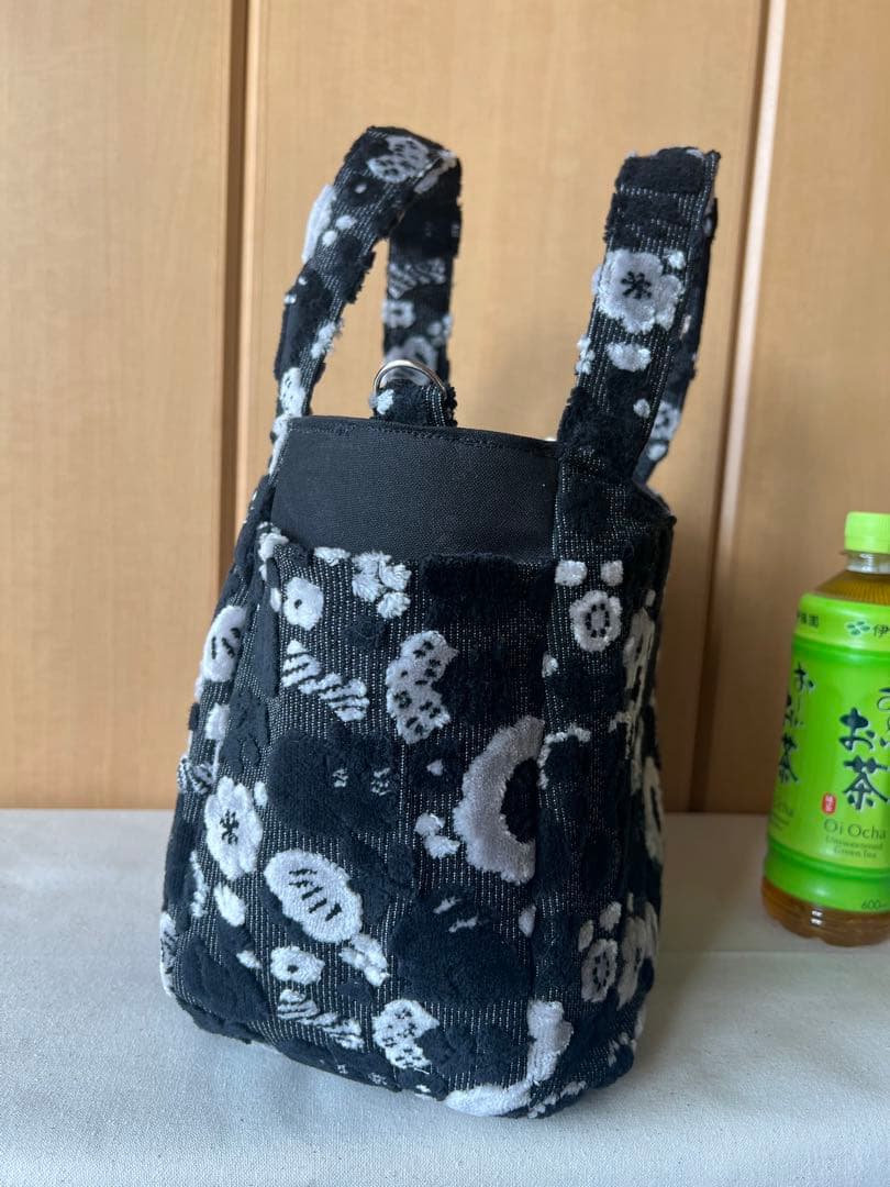 のびしろ応援【ジョリーフルール】もふもふ　チューリップバック　M パンダブラック