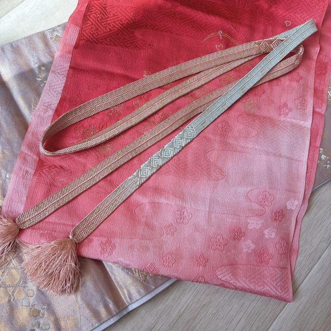 訪問着　フルセット　着物　正絹　絞り　雪輪　淡い　入学式　お祝い　N4