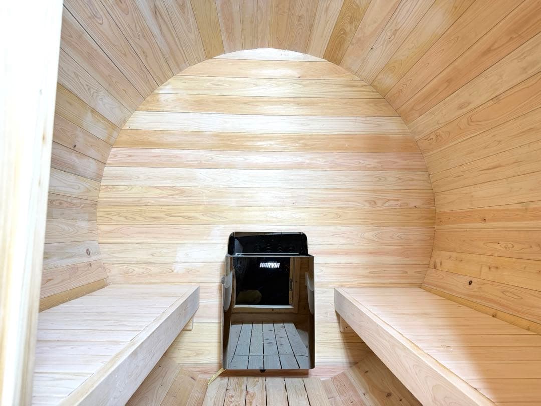 【新シリーズ特別価格】【本格派】✨檜作り✨大型バレルサウナ　ストーブ付き