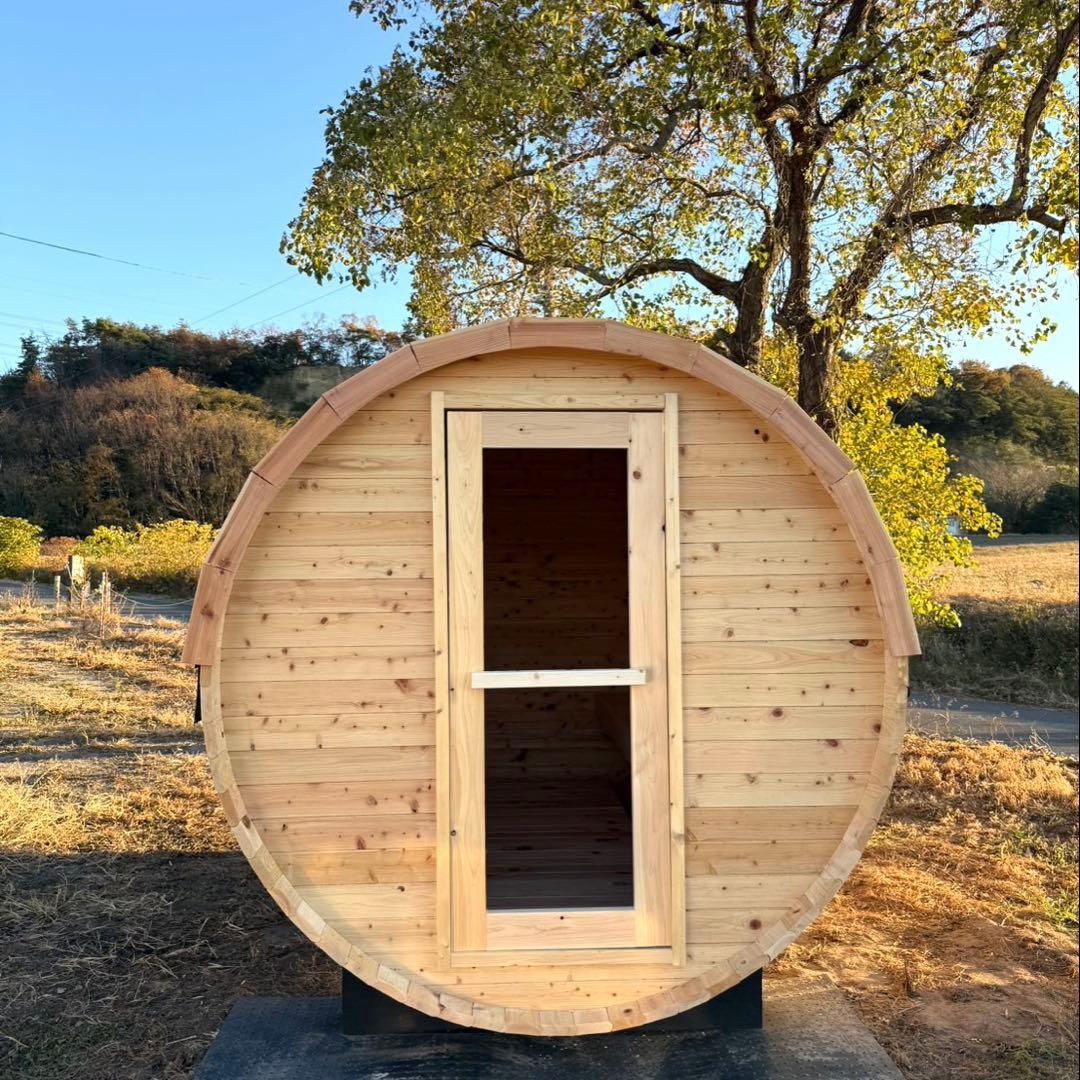 【新シリーズ特別価格】【本格派】✨檜作り✨大型バレルサウナ　ストーブ付き