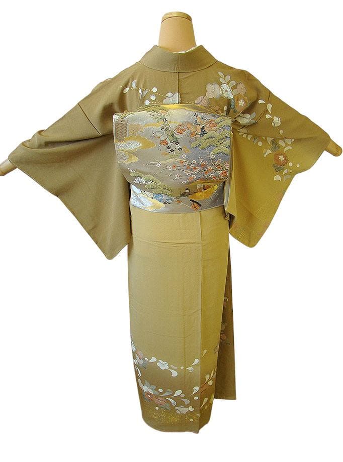 極上縮緬地 附下げ・訪問着＆袋帯・帯〆・帯揚げセット（正絹）未使用 HH2265