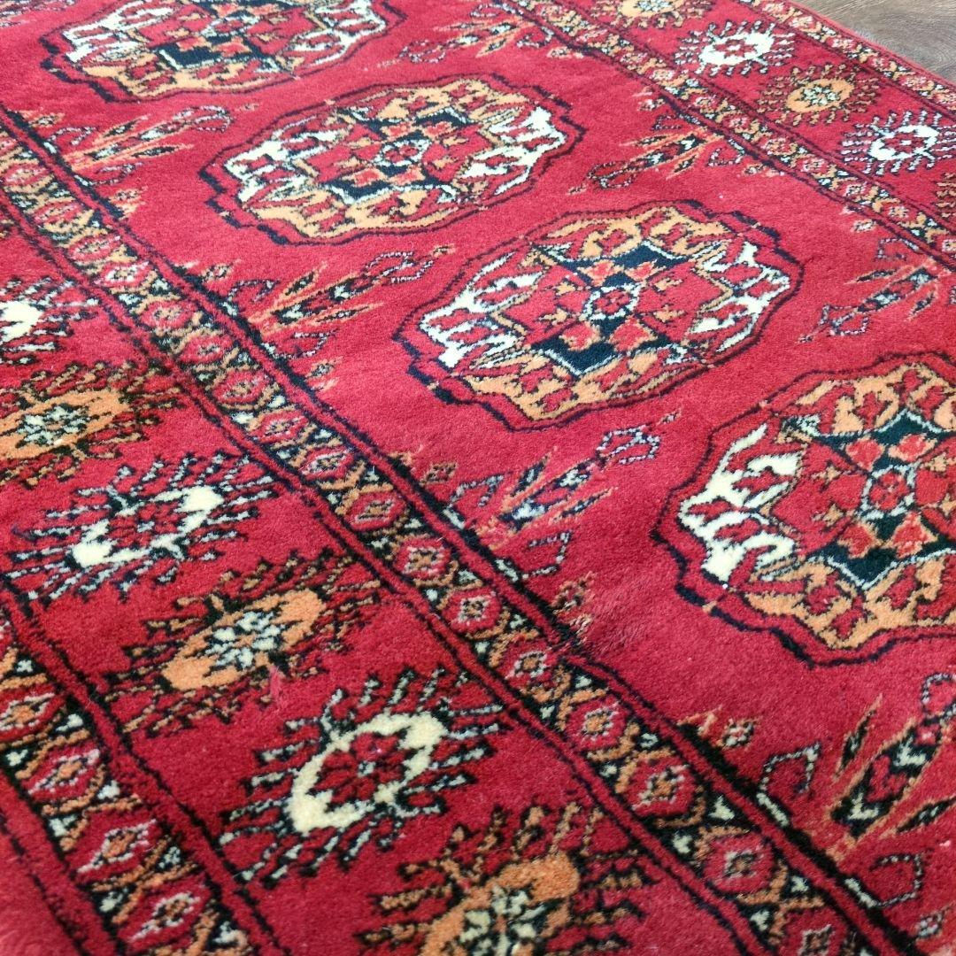 ヴィンテージラグ　パキスタン　トライバルラグ　手織り絨毯　ウール　コットン