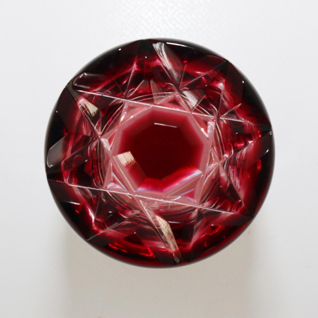 復元 薩摩切子 色被せガラス 切子盃 共布 共箱