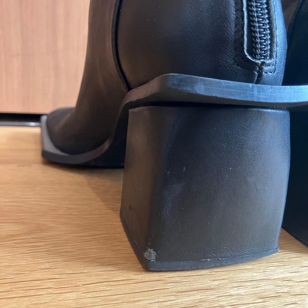 UN3Dアンスリード　ワイドスクエアショートブーツ　22.5~23.5　ブラック