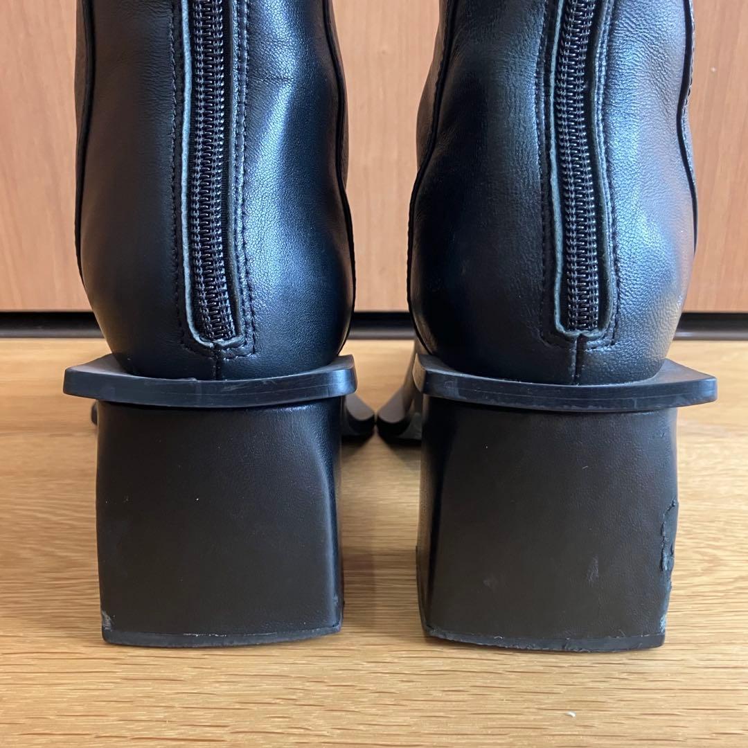 UN3Dアンスリード　ワイドスクエアショートブーツ　22.5~23.5　ブラック