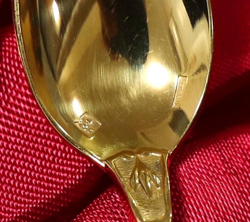 クリストフル 最高級箱付き 24金プレート ナターシャ装飾モカスプーン 12本