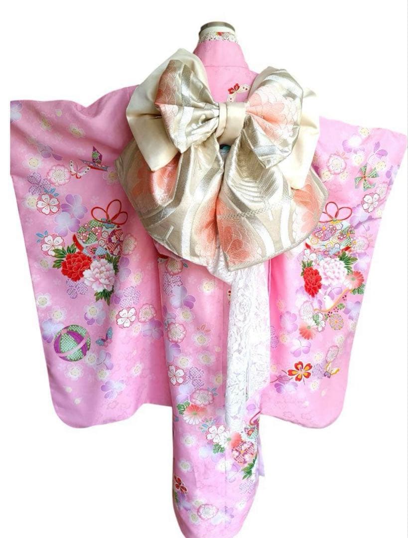 七五三フルセット　7歳　着物　四つ身　作り帯