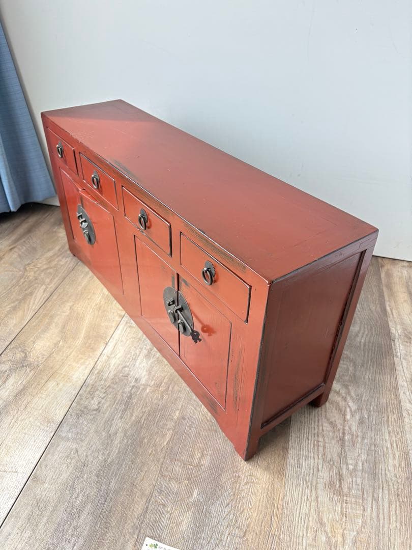 朱塗り　引き出し　収納　中国　小さな収納