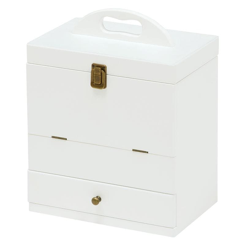 三面鏡付大容量コスメボックス ホワイト [8140]