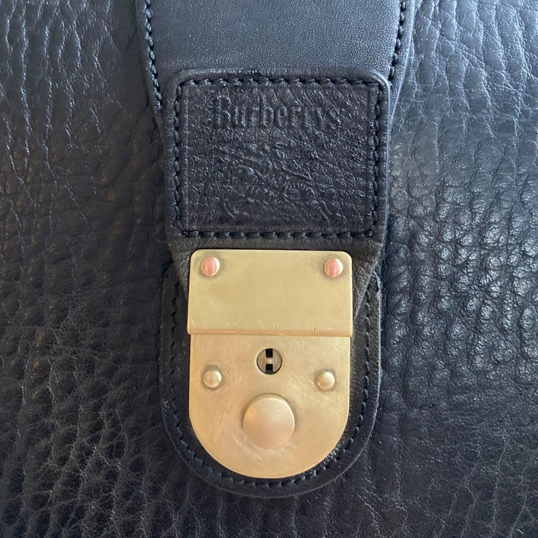 【希少】BURBERRY ダレスバッグ ブラック レザー シボ革 ビジネスバッグ