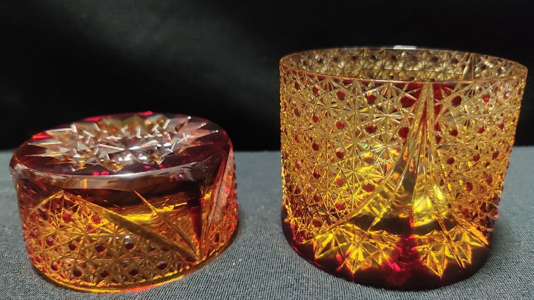 ☆超希少品☆若林幸男 江戸切子 蓋物 （切子、江戸切子、薩摩切子）
