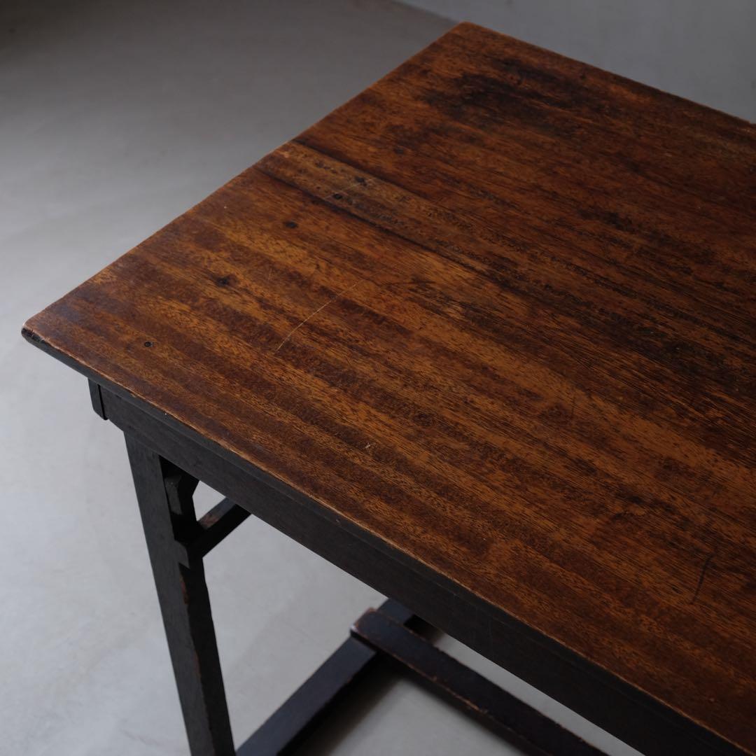 ラワン材 古い机　テーブル デスク 作業台 古家具 昭和レトロ ヴィンテージ