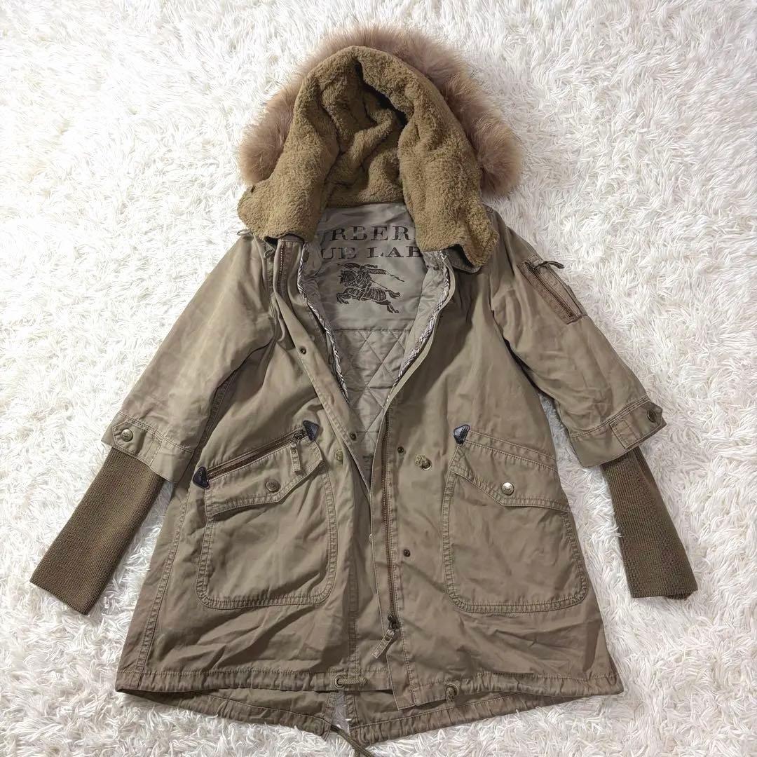 バーバリーブルーレーベル モッズコート 38 ノバチェック ライナー付