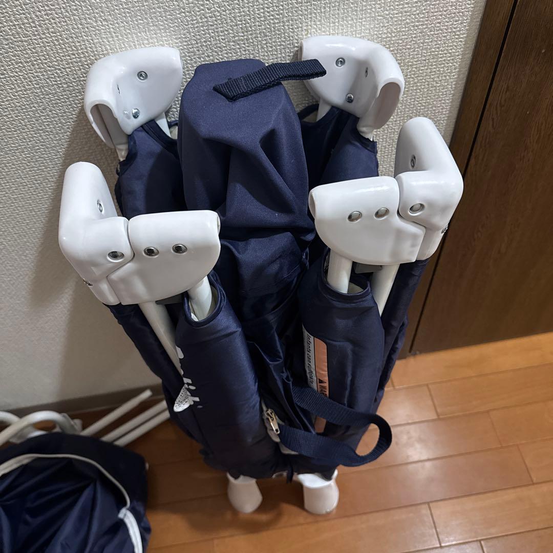 グレー サイドオープン ベビーベッド ネイビー 値下げ