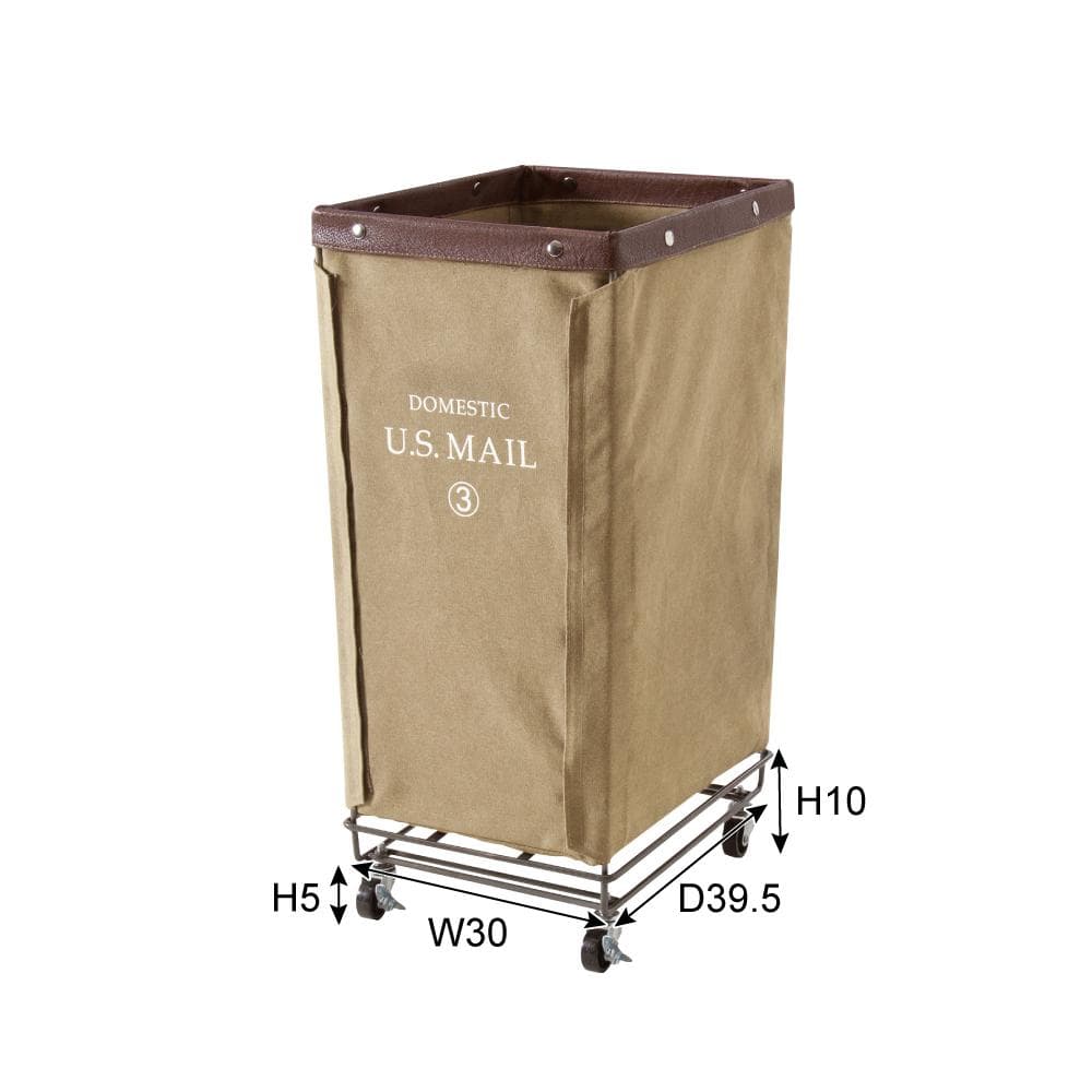 アメリカン 移動簡単 縦長 キャスター付き 大容量 洗濯カゴ 収納 ベージュ