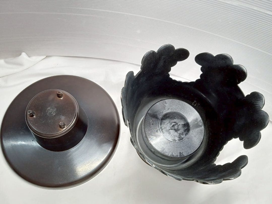 池坊 御玄猪 芳幸造 華道 花道具 生け花 薄端 花器 花瓶 唐金製 銅合金