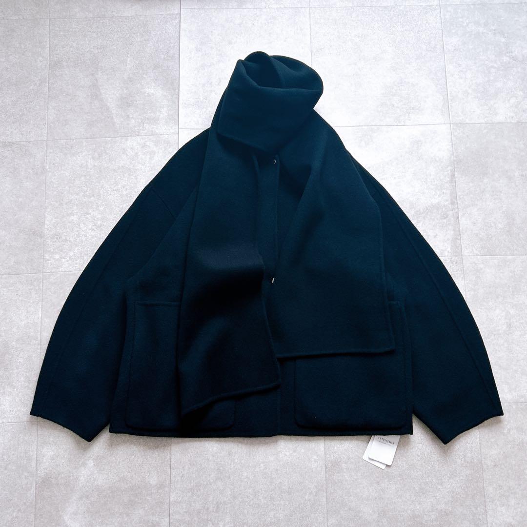 【新品タグ付き】スピックアンドスパン ビーバーストール付きセットコート 黒