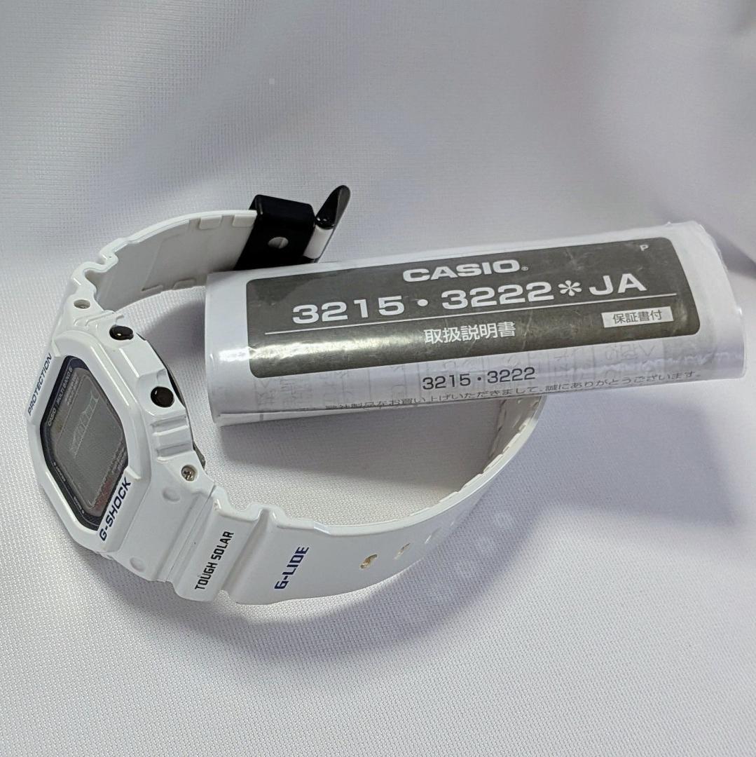 美品 CASIOメンズ腕時計Gショック白ホワイト電波ソーラ タイド＆ムーングラフ