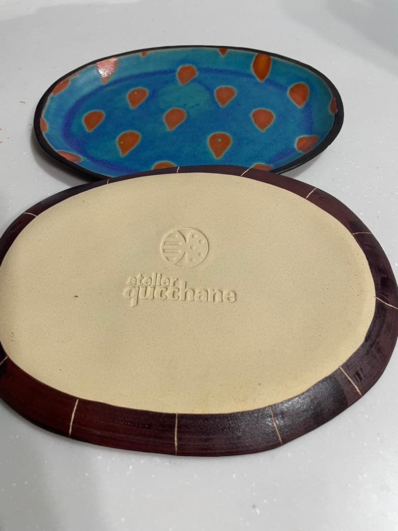 atelier quichane 青色の楕円皿 2枚セット