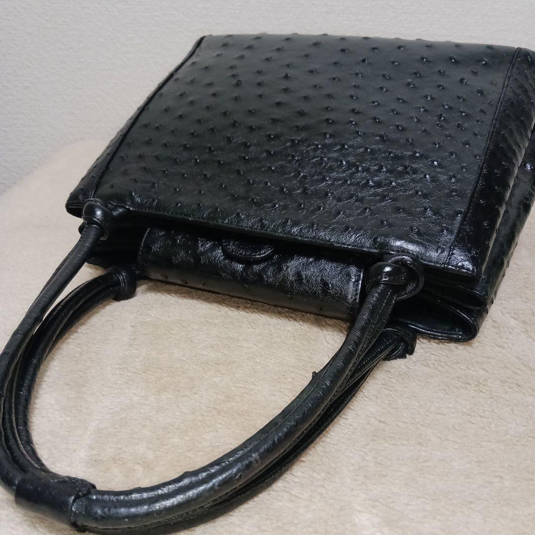 【極美品】JRA認定 OSTRICH ハンドバッグ ブラック 日本製
