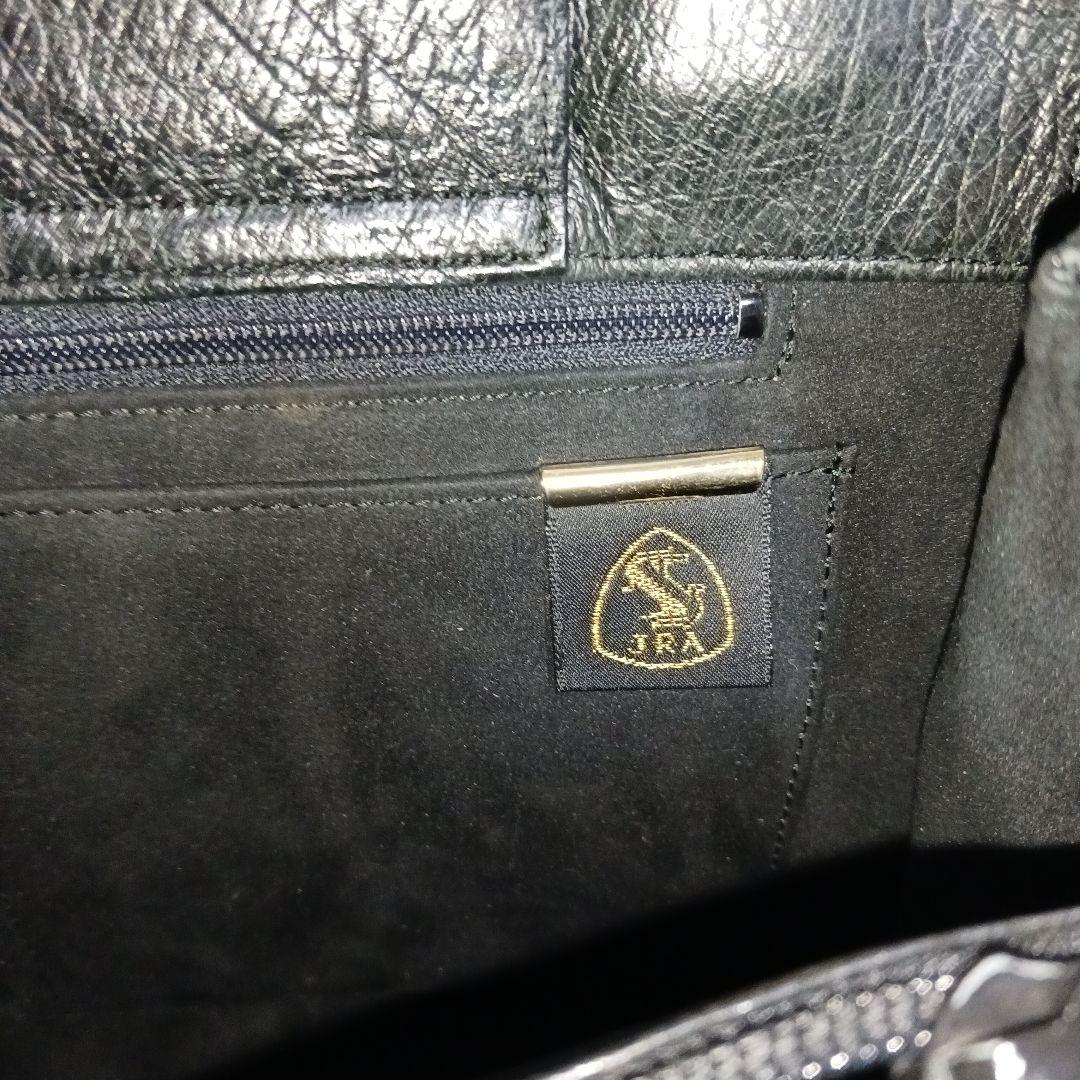 【極美品】JRA認定 OSTRICH ハンドバッグ ブラック 日本製