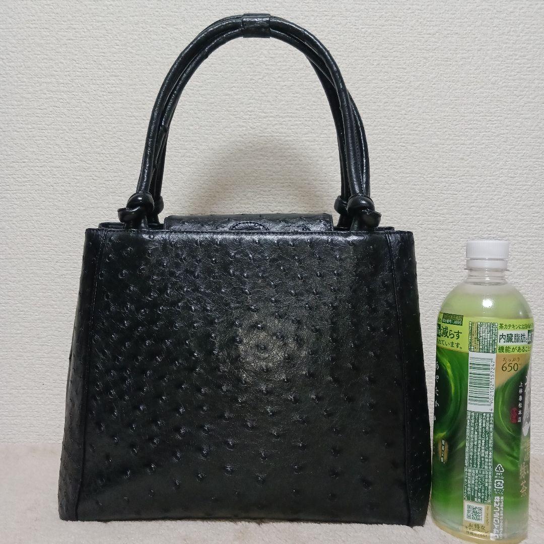 【極美品】JRA認定 OSTRICH ハンドバッグ ブラック 日本製