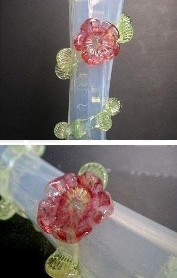 ★G1702★ アンティーク　ウランガラス　乳白ガラス　花瓶