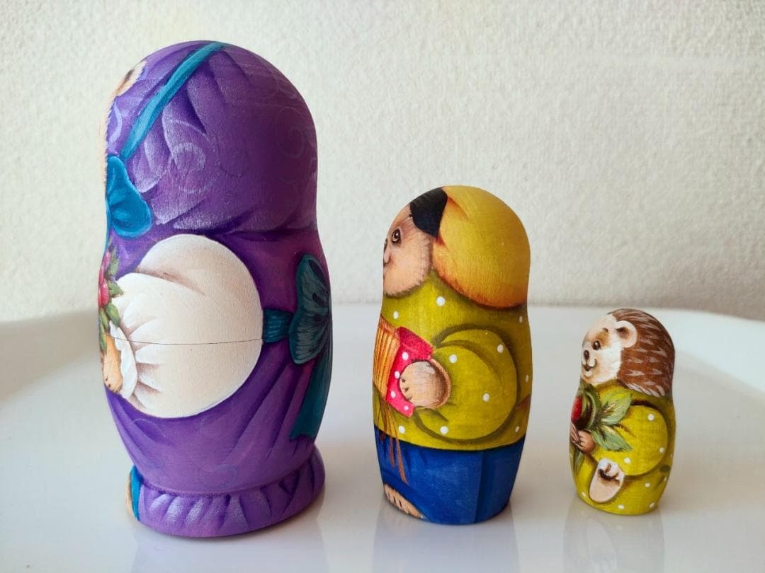 【KV015】11cm級 マトリョーシカ カバノヴァ　くまの親子