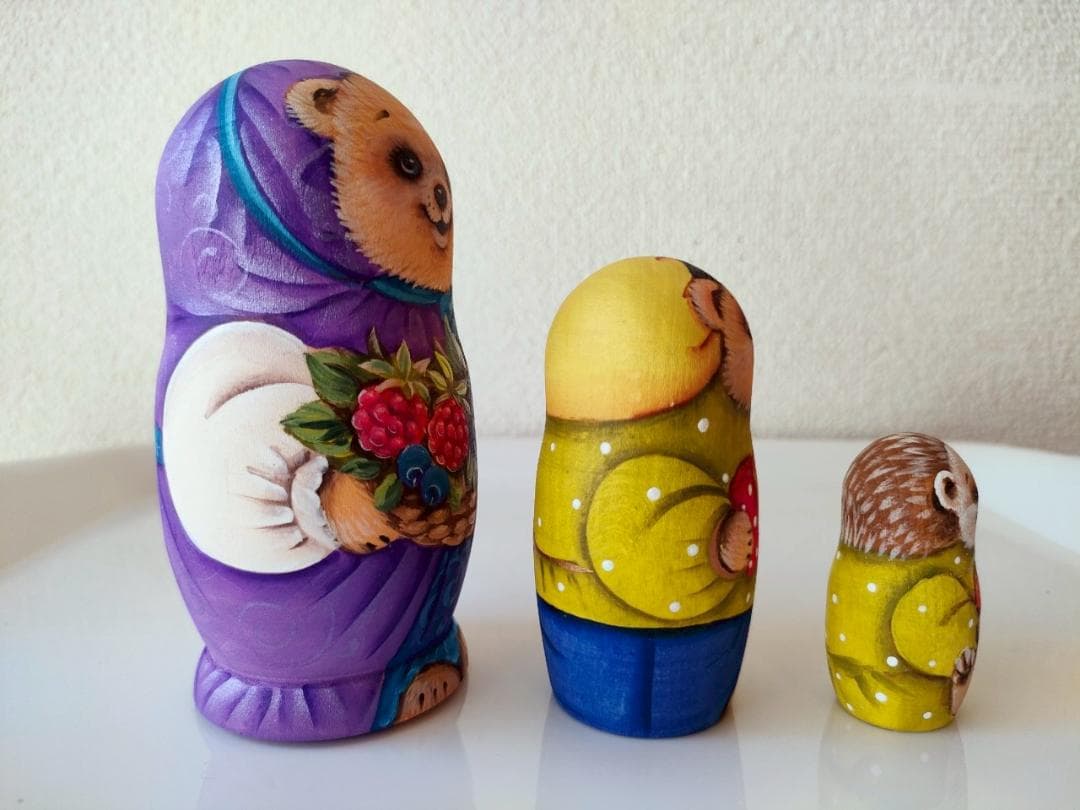 【KV015】11cm級 マトリョーシカ カバノヴァ　くまの親子