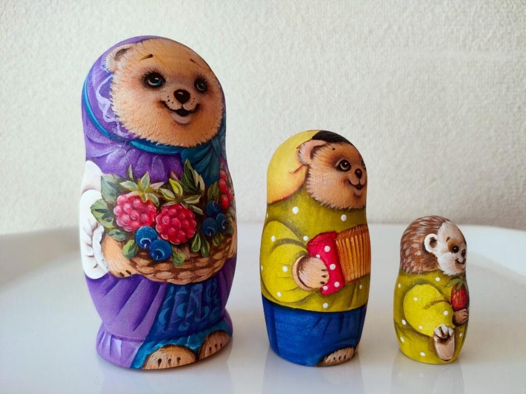 【KV015】11cm級 マトリョーシカ カバノヴァ　くまの親子