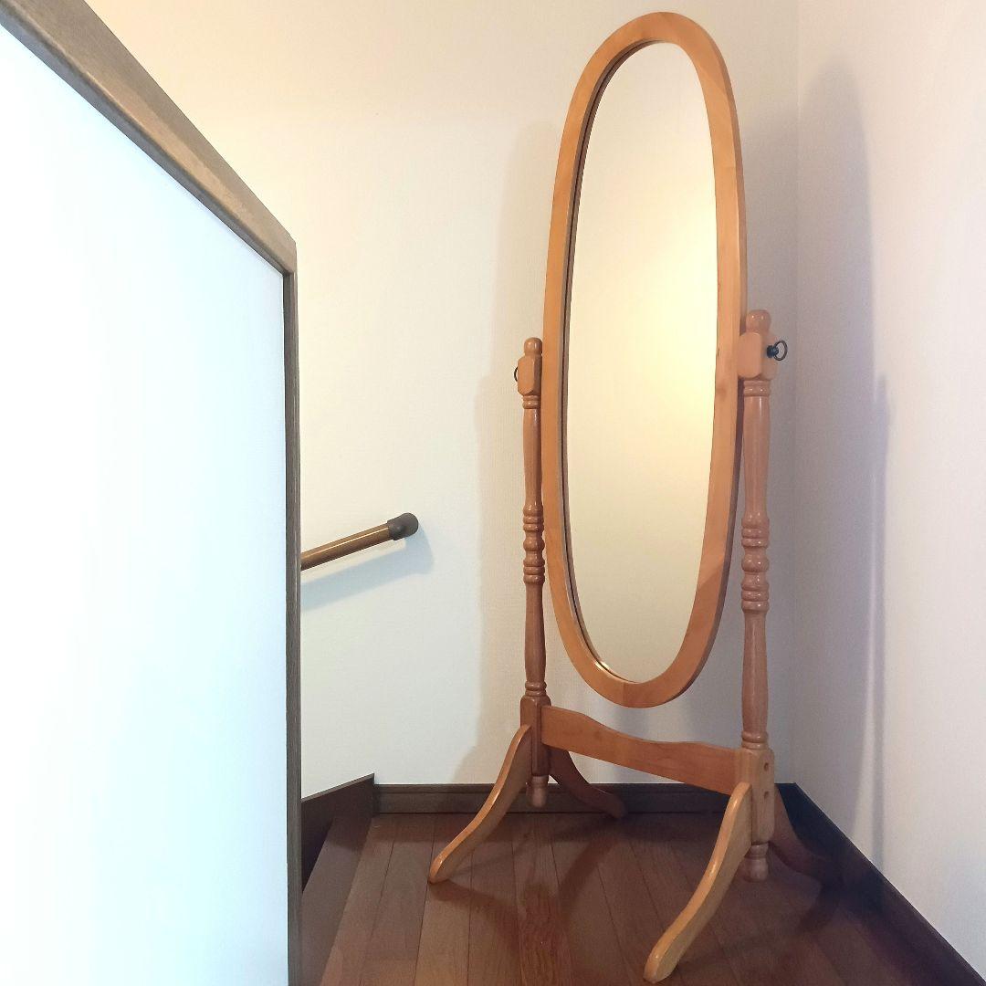 美品★ レトロ　オーバル型 アンティーク全身鏡　スタンドミラー　ヴィンテージ