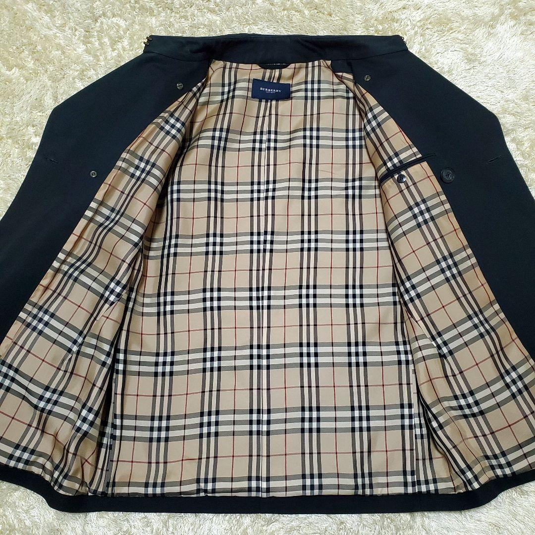 美品✨バーバリーロンドン　ピーコート　ダブル　ノバチェック　ブラック　L