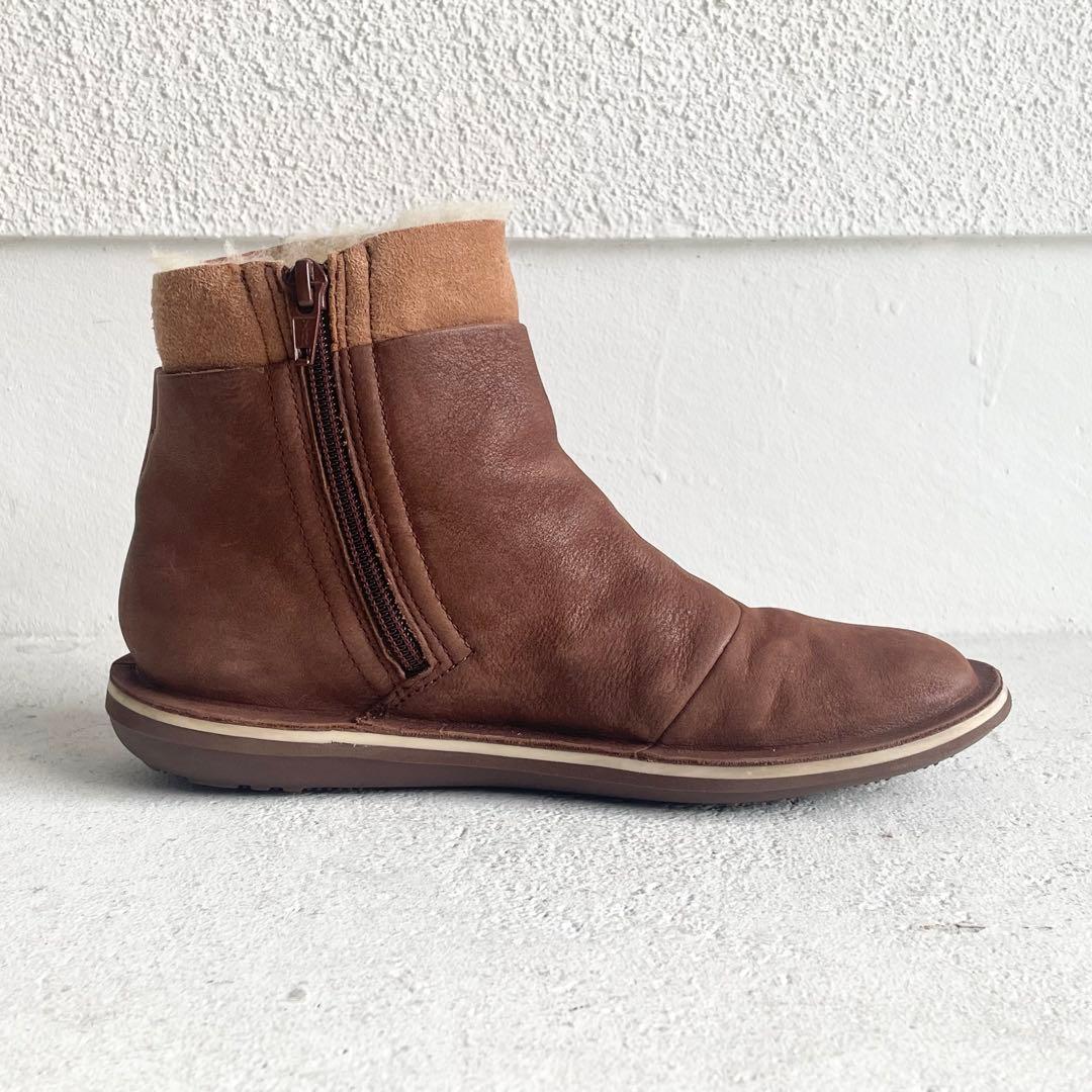 CAMPER レザー ムートン ショートブーツ 36ブラウン ヌバック