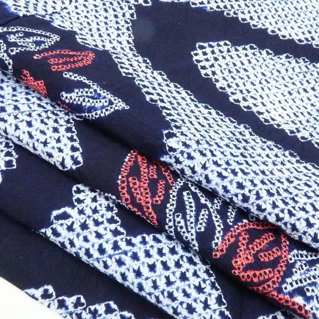 Y3361◆有松鳴海絞り 居敷当て付 高級浴衣 洗える夏着物