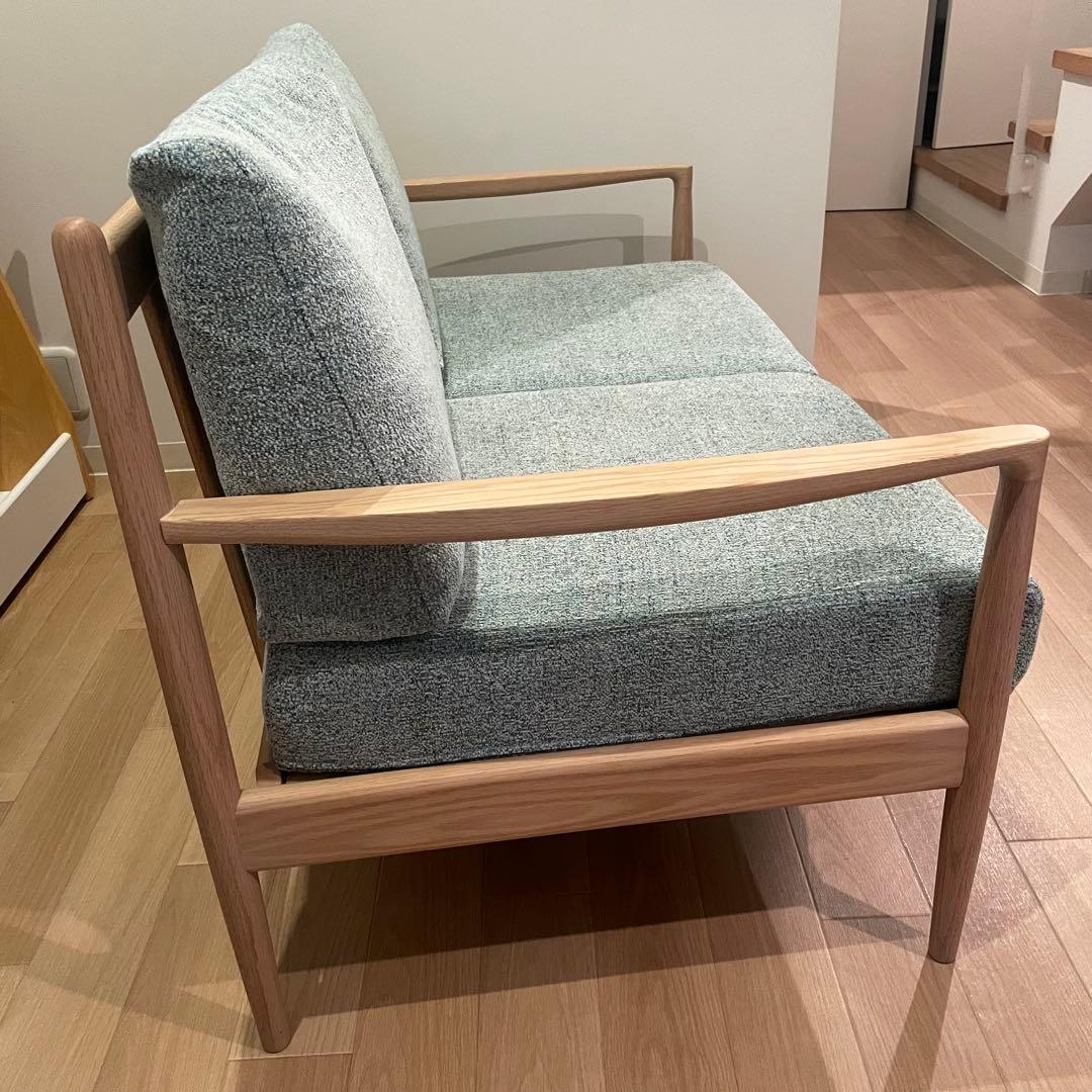 HIDAKAGU 飛騨家具　2人掛けソファ　019-2P ホワイトオーク×ミント