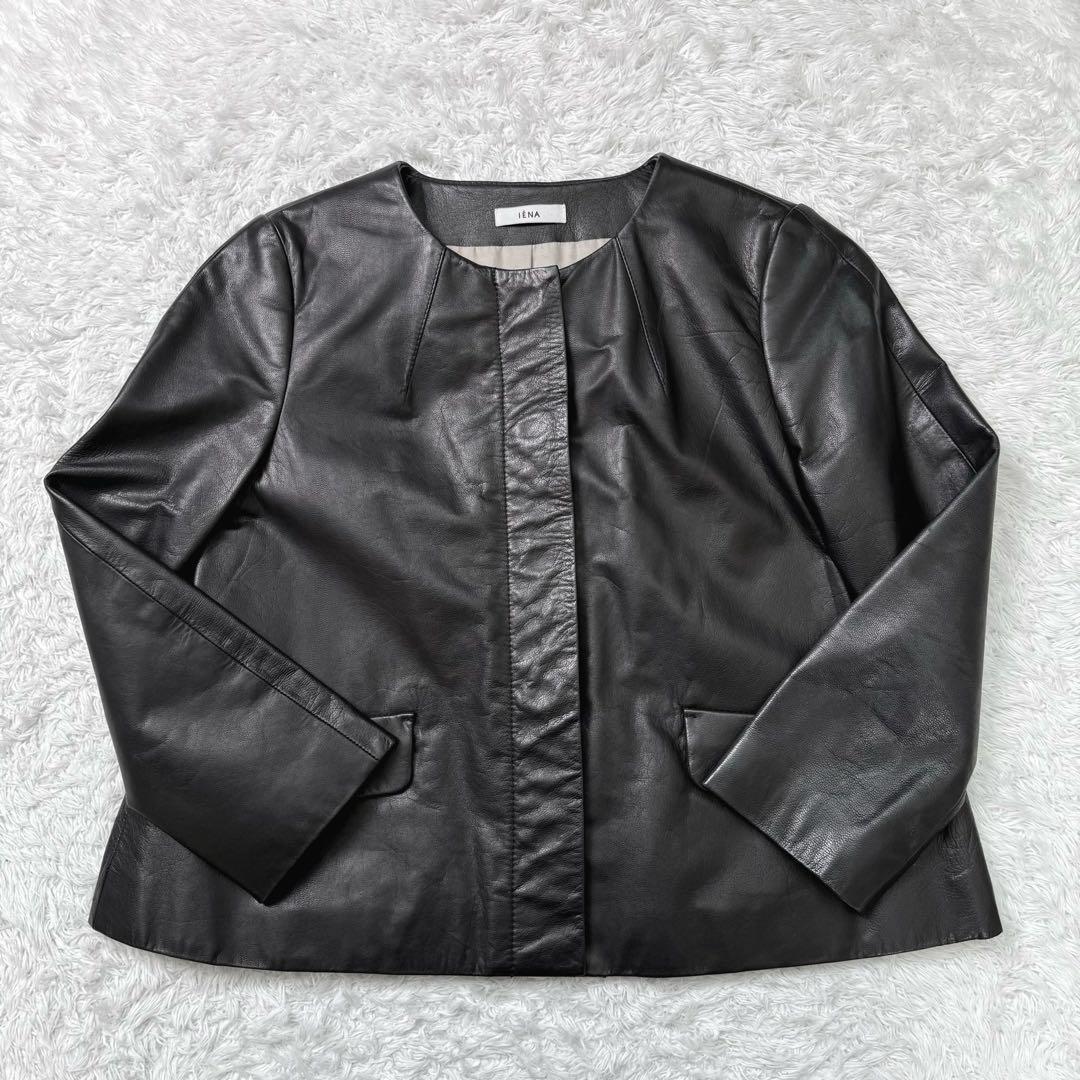 【美品】イエナ　山羊革シングルライダースレザージャケット黒36