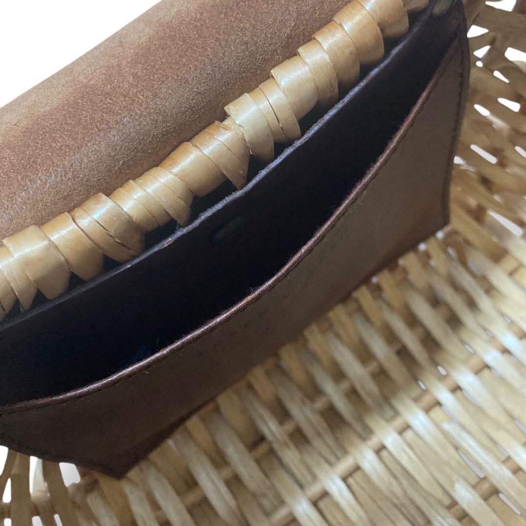 【美品】ラルフローレン　カゴバッグ　ワンショルダー　レザー　ロゴ型押し　ブラウン