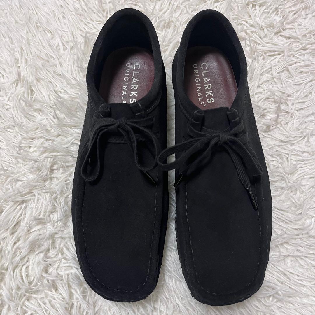 美品 クラークス US9 ワラビー モカシンシューズ スエード ブラック