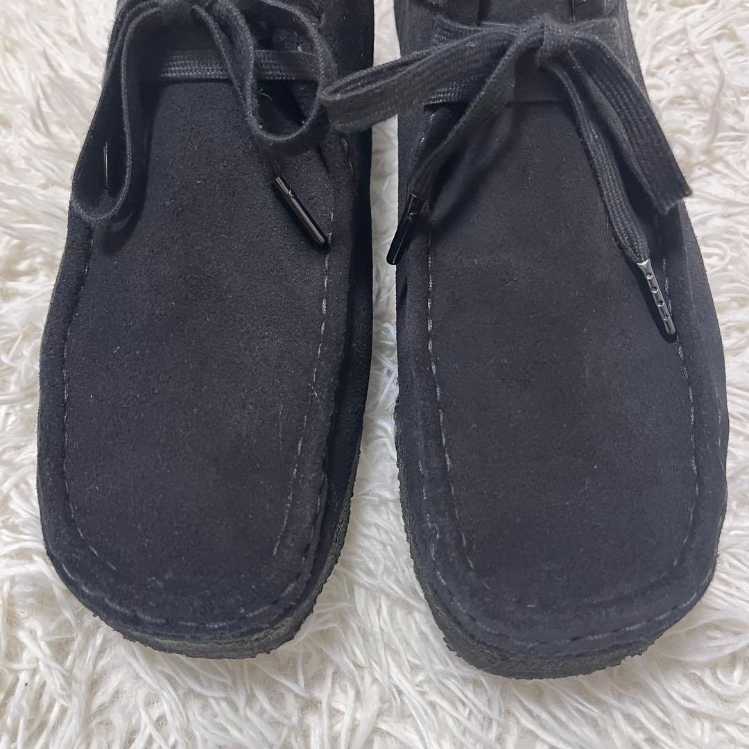 美品 クラークス US9 ワラビー モカシンシューズ スエード ブラック