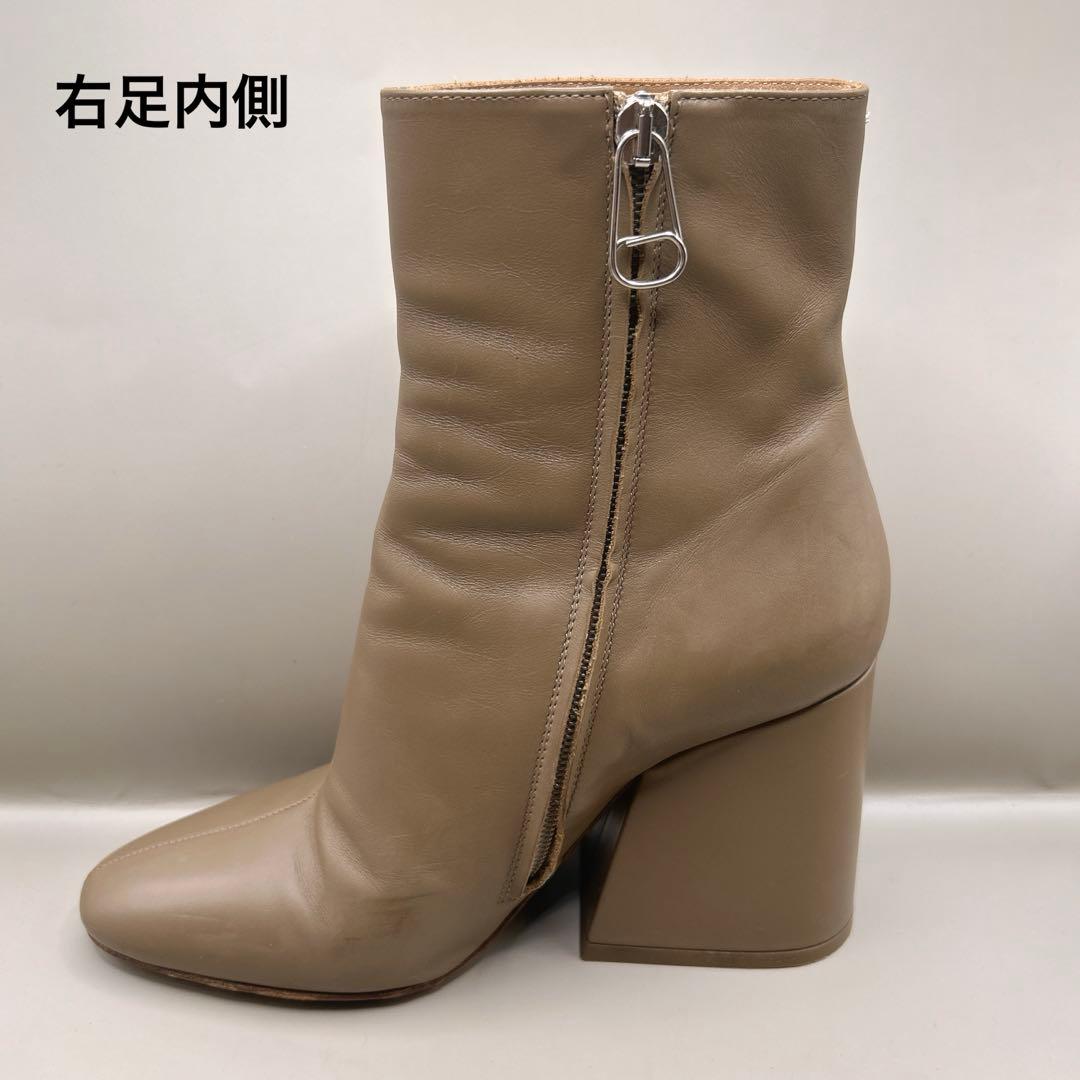メゾンマルジェラ ショートブーツ レザー ベージュ系 ジッパー付き 36.5
