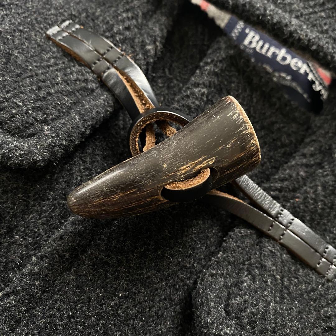 【極美品】バーバリー ダッフルコート ヘリンボーン チャコールグレー メンズL