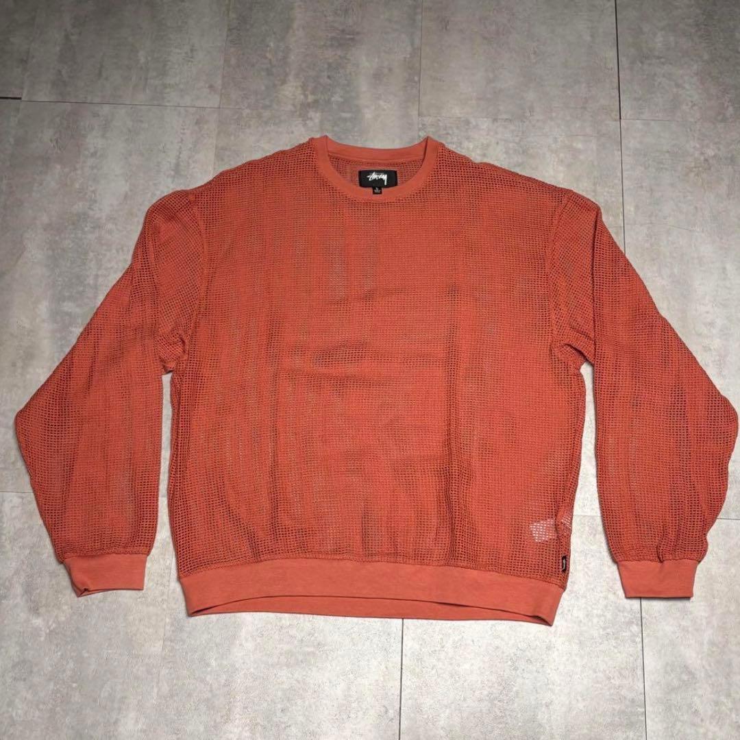 茶 stussy 22SS Cotton Mesh LS Crew Top